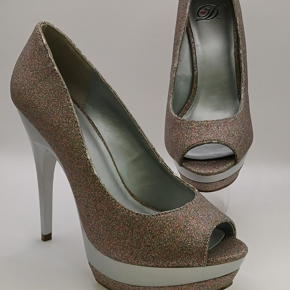 My Delicious Shoes Scuba Iridescent Glitter Heel Shoes - Size 5.5M